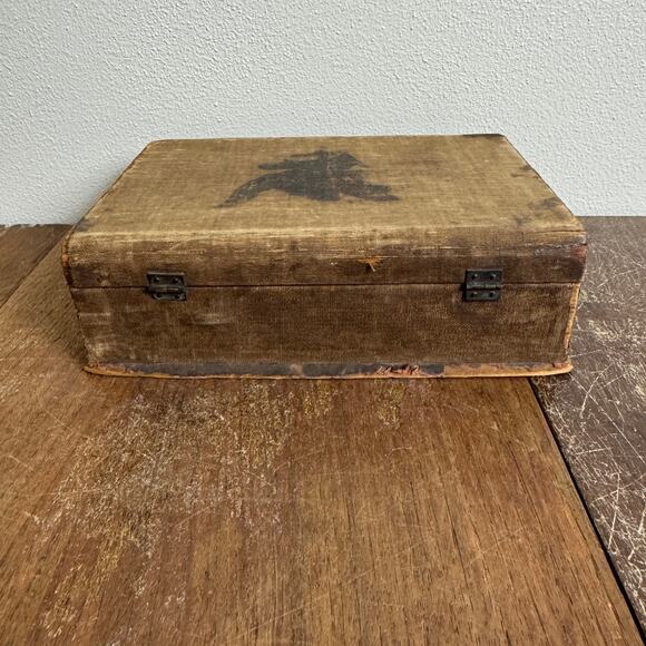 Antique Keepsake‎ Jewelry Box Brown Significant Wear Purchased 1884 Gifted 1906 - Picture 3 of 16